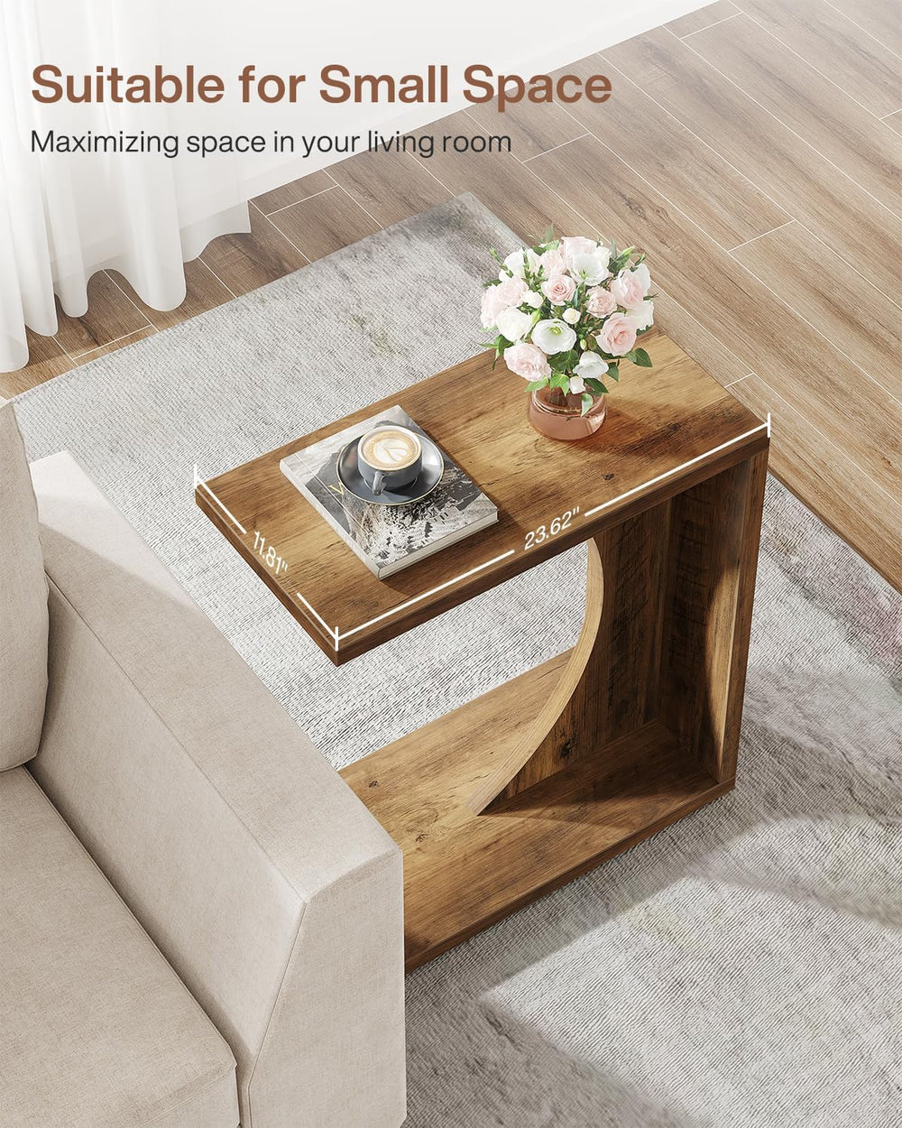 Tribesigns C-Shaped End Table for Couch, Sofa Side Table, C Table for Small S...