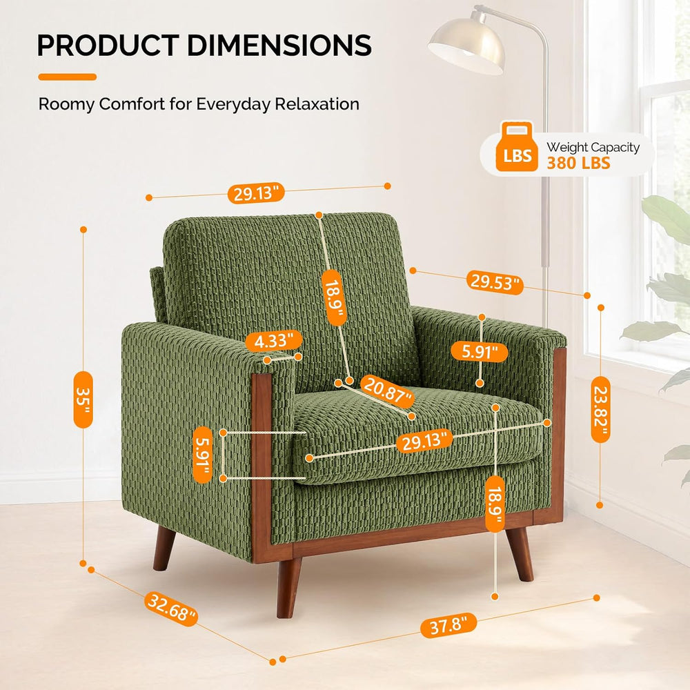 VINGLI 38" Oversized Accent Chairs Set of 2, Mid-Century Modern Armchairs