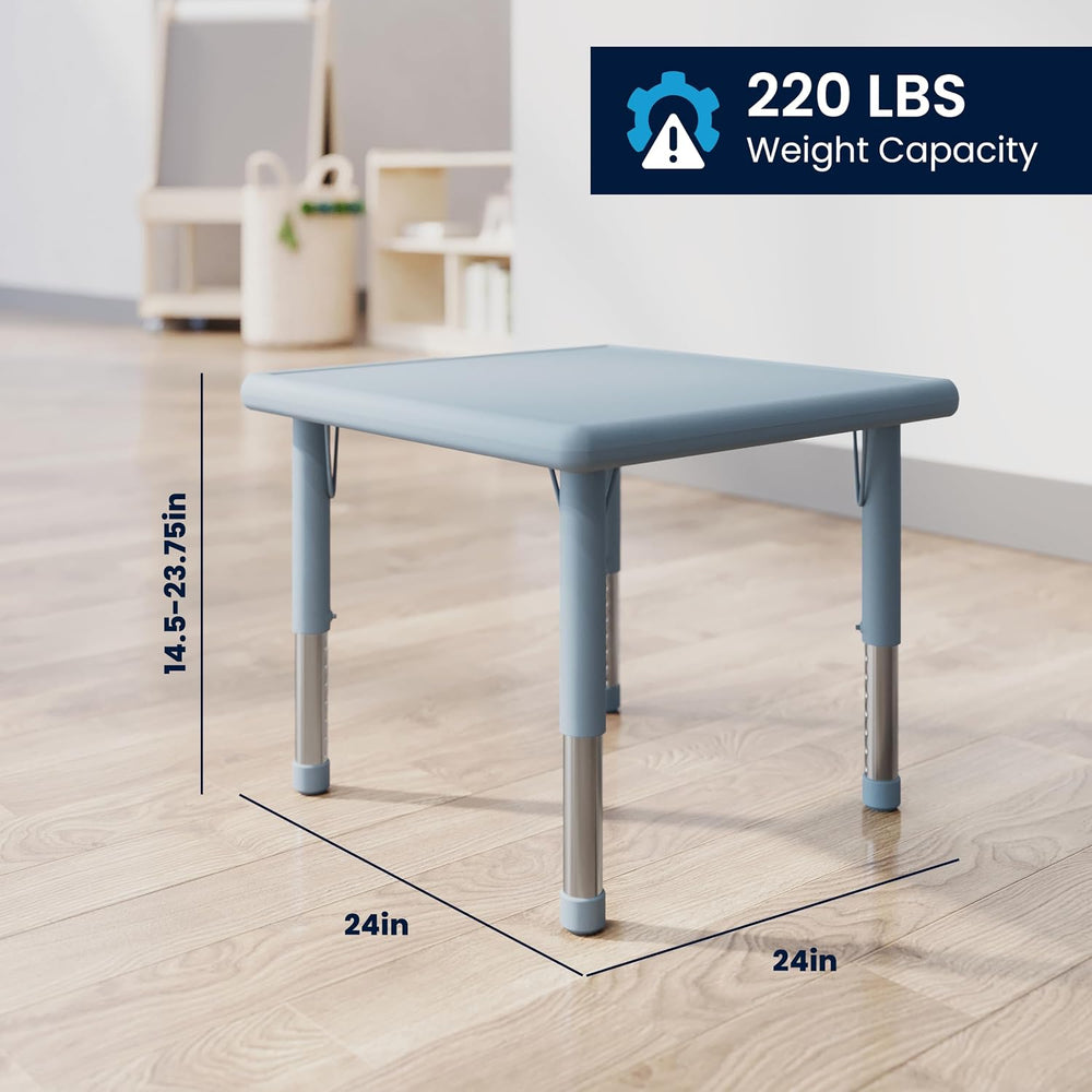 Flash Furniture 24" Square Height Adjustable Activity Table, Dusty Blue