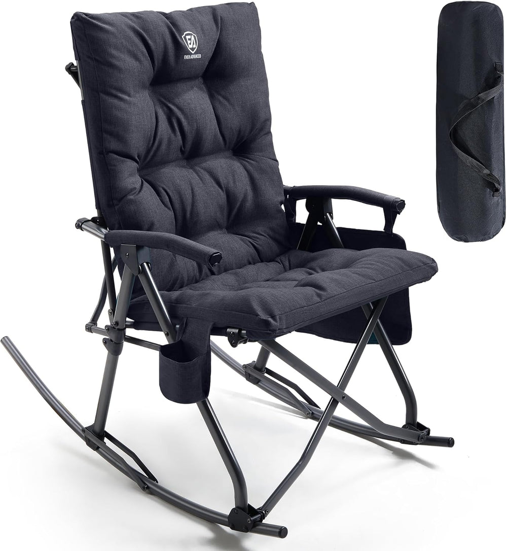 EVER ADVANCED Oversized Folding Rocking Camping Chair, Padded