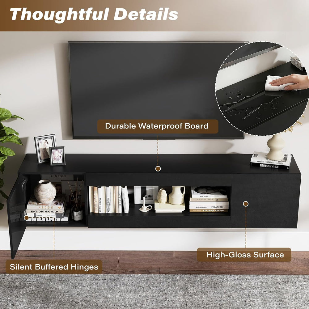 70" Floating TV Stand Wall Mounted with Storage for TVs Up to 80"
