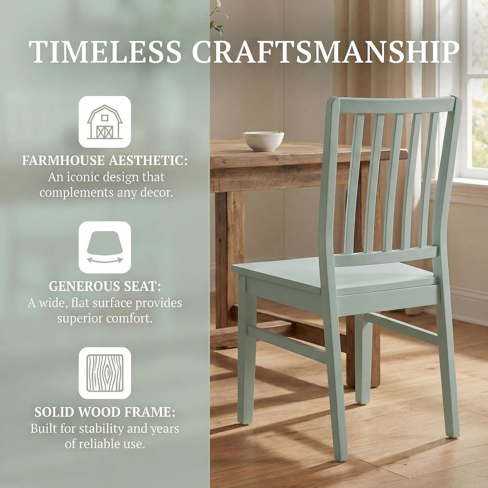 HNY Green Wood Dining Chairs Set of 8, Farmhouse Kitchen Chairs with High Bac...