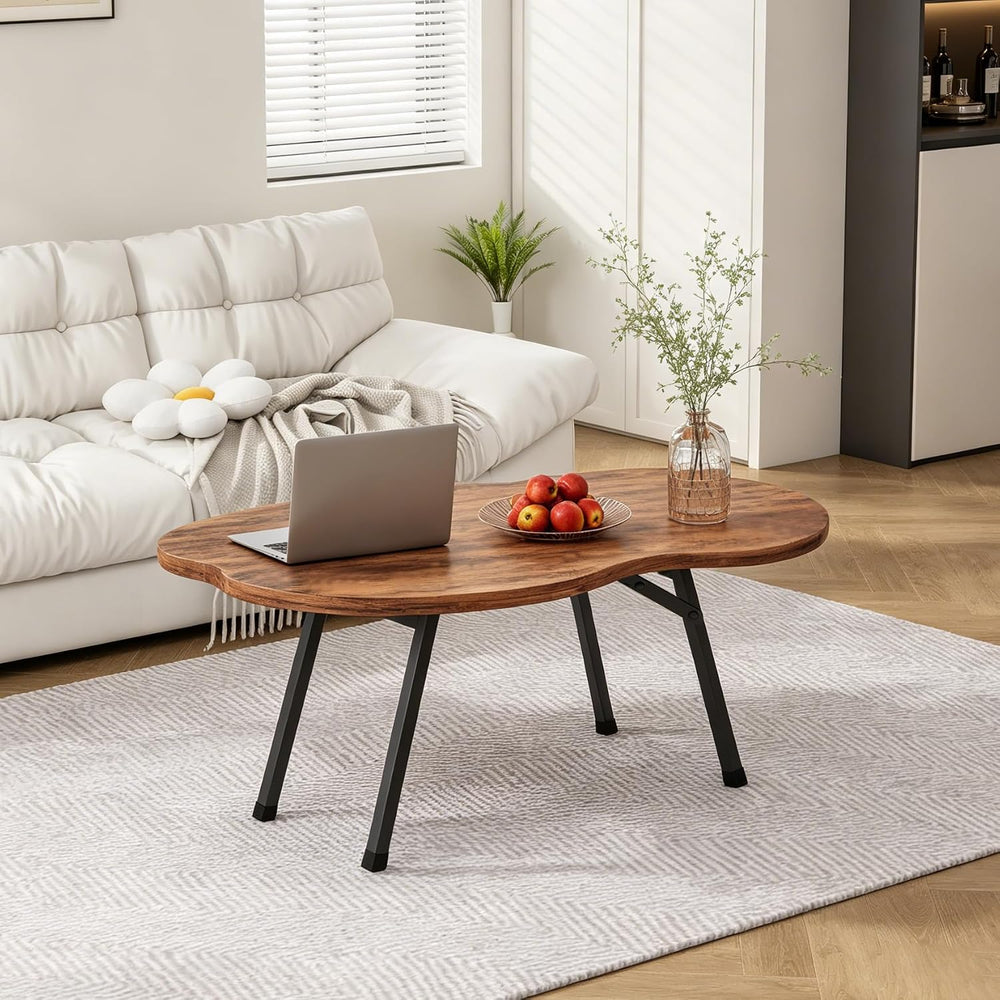 Foldable Coffee Table Cloud Shape Portable for Small Spaces,Rustic Brown
