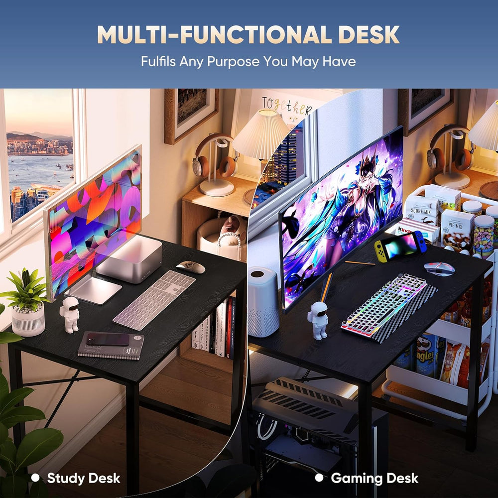 DUMOS 32 Inch Small Computer Desk, Home Office Desks for Bedroom, Black