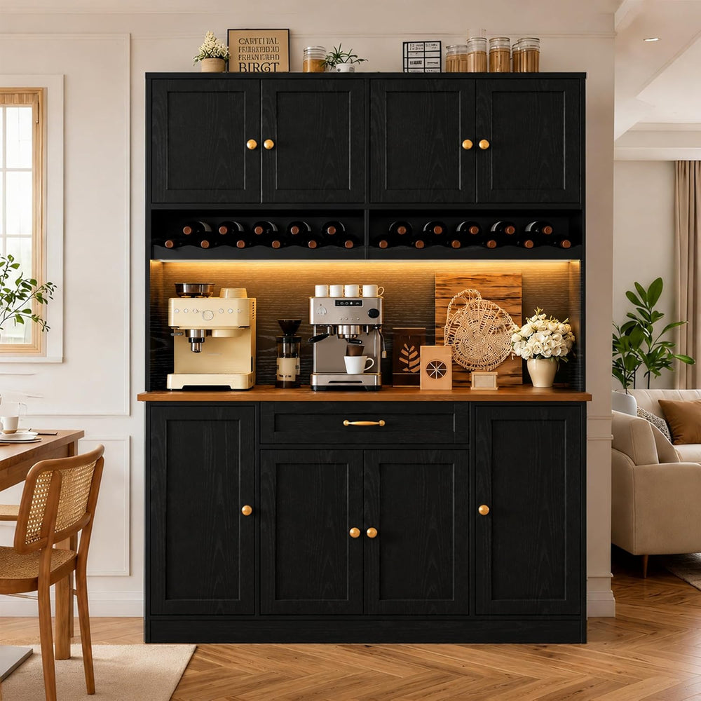 FJTJBSI 72" Tall Pantry Storage Cabinet with LED Light 55" Wide Kit...