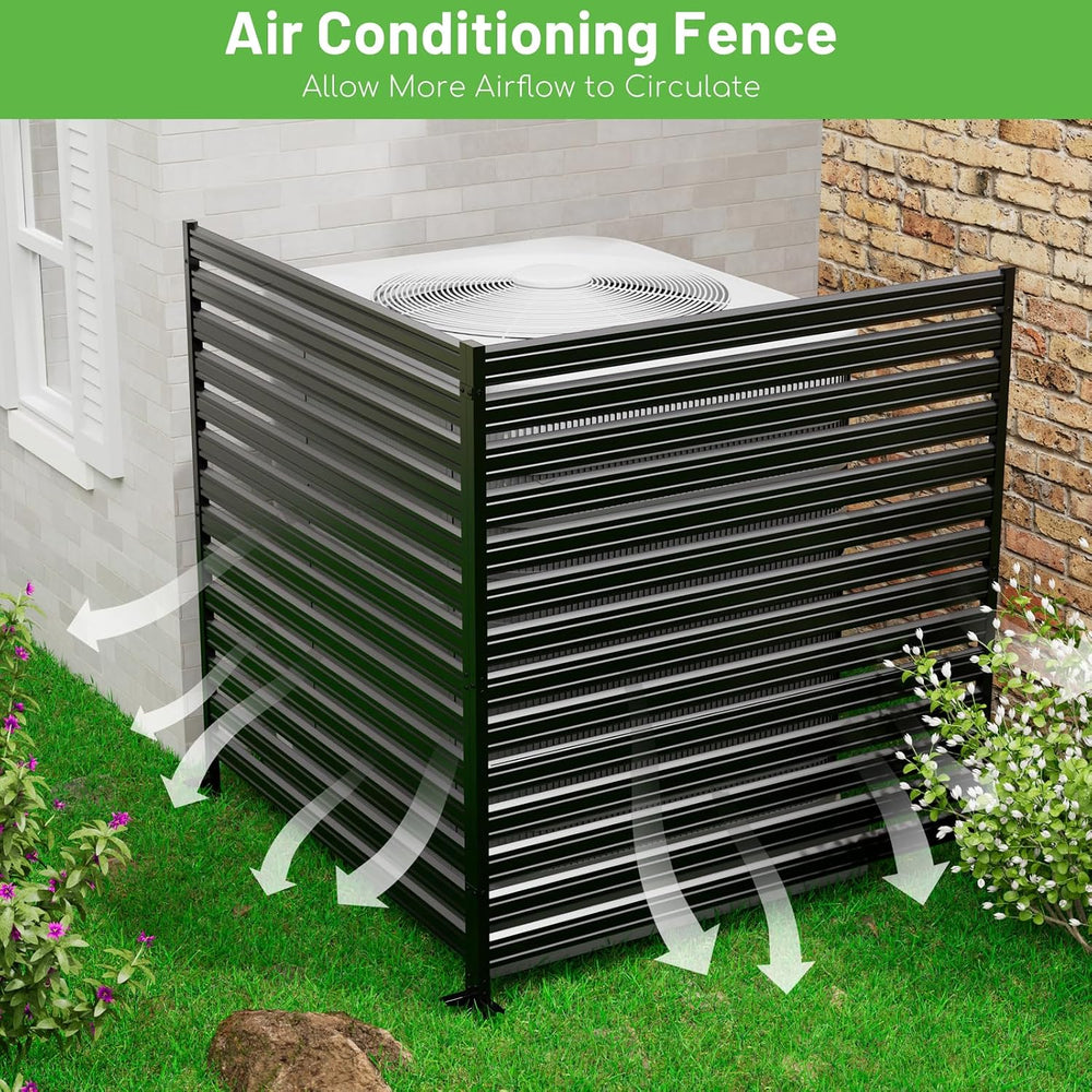 No-Dig Metal Privacy Fence Screen, 42" H × 38" W Air Conditioner Fence