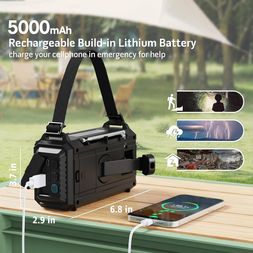 Emergency Weather Radio NOAA/AM/FM/SW, 5 Ways Powered Solar Hand Crank