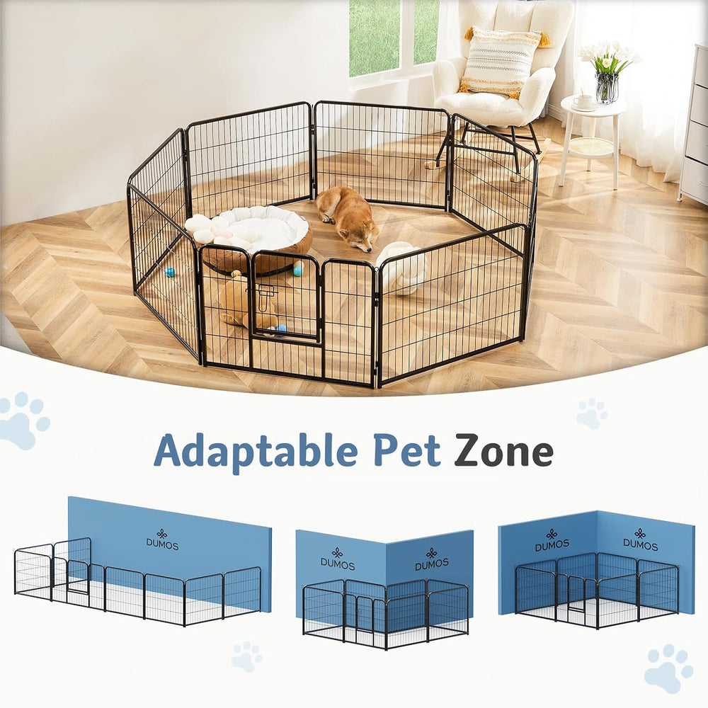 DUMOS Dog Playpen 16 Panels 24 Inch Indoor Outdoor Metal Pet Fence