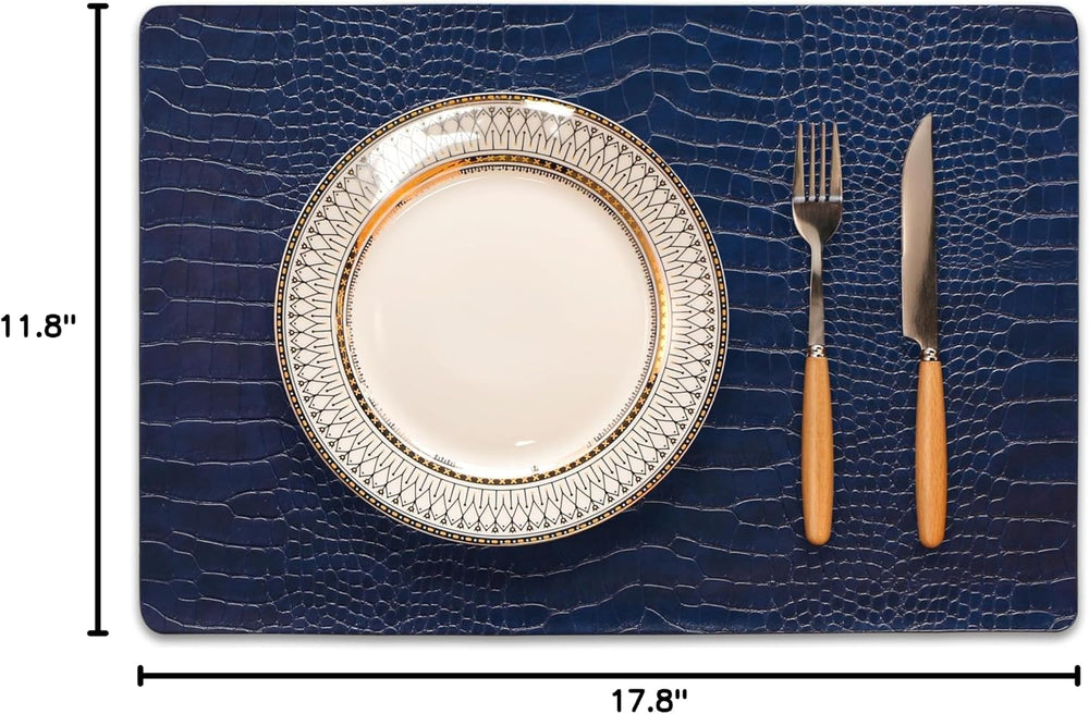 Set of 6 Faux Leather Placemats, PU Table Mats, Waterproof, Stain Resistant, ...
