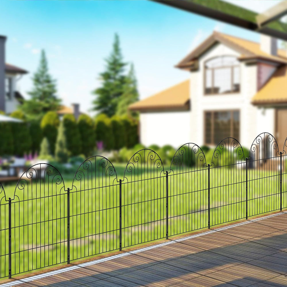Garden Fence 5 Panels, 42 in H Above Ground, No Dig Metal Fence