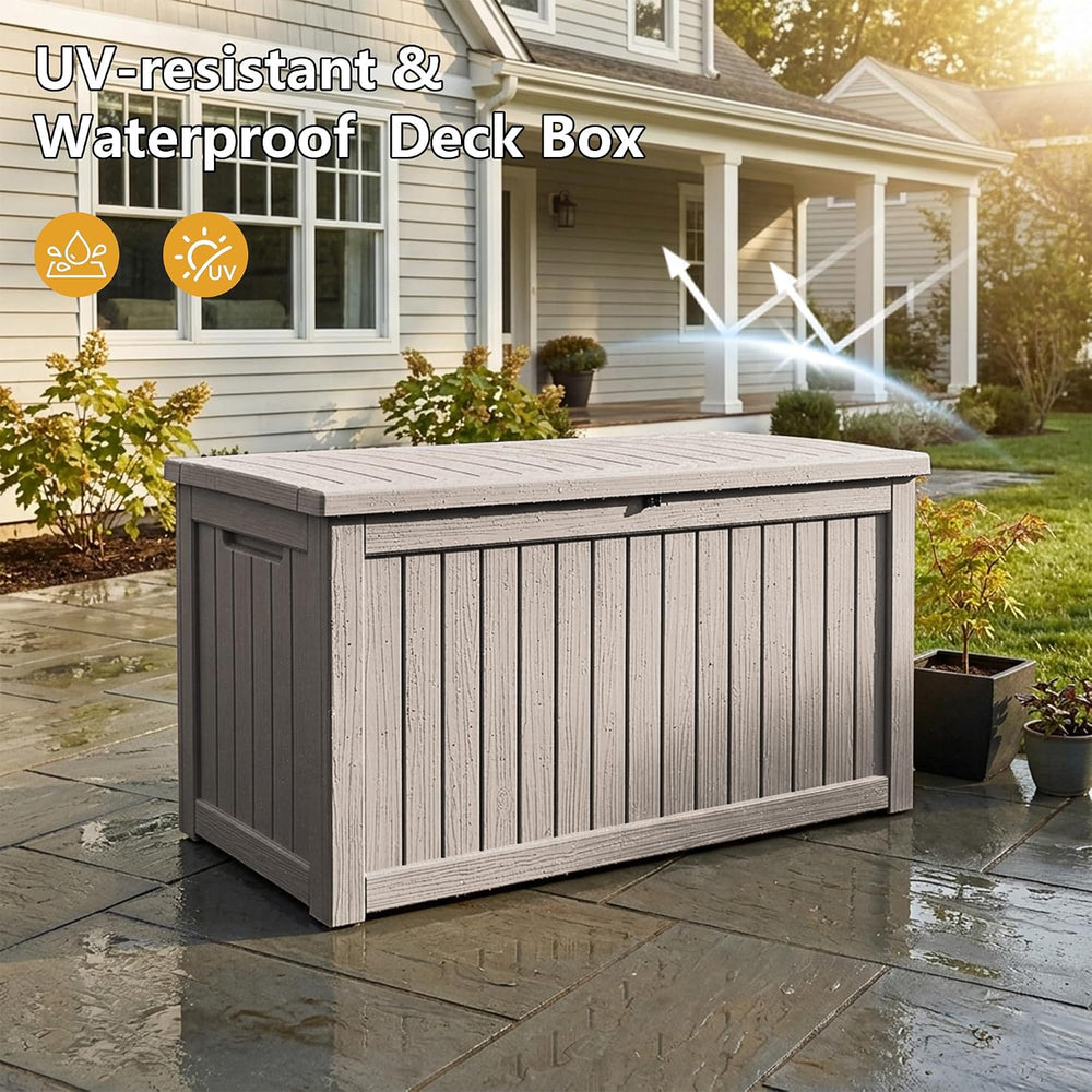 300 Gallon Outdoor Storage Box Waterproof Lockable Resin Deck Box Large, Pati...