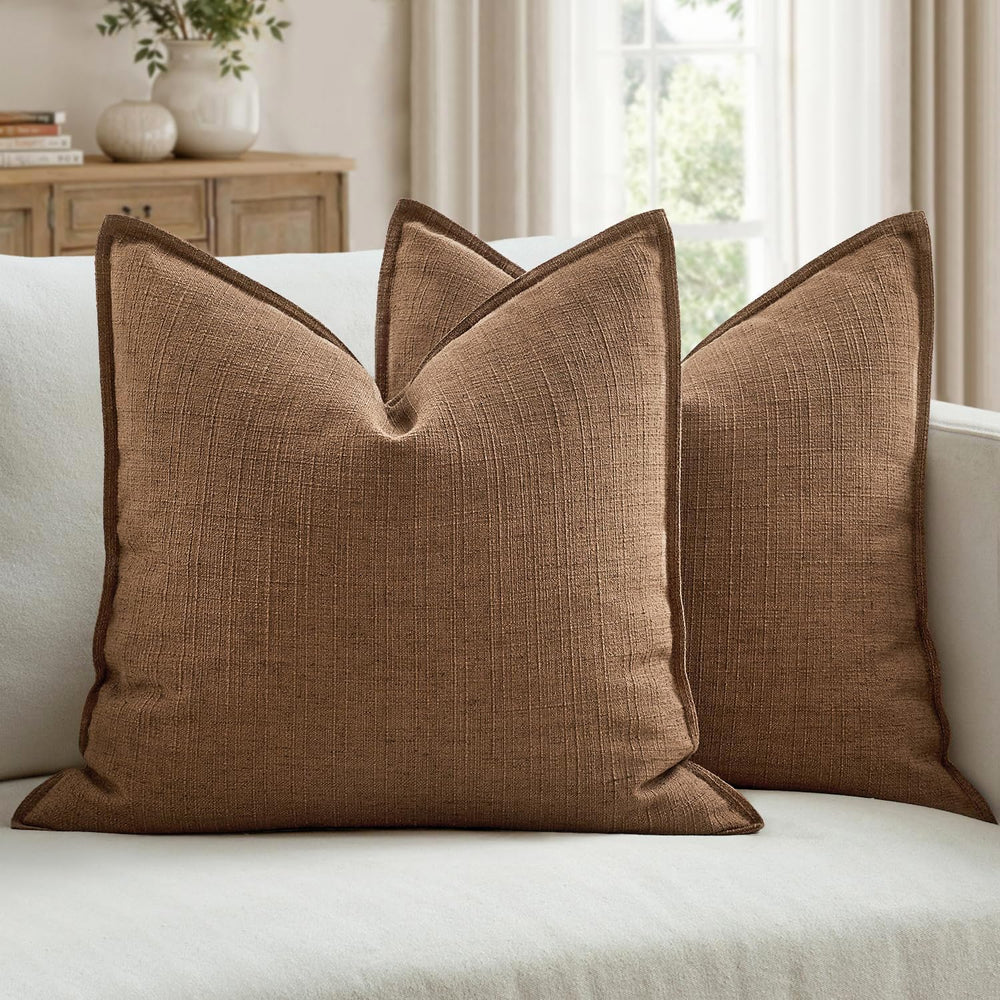 MIULEE Thick Textured Euro Sham Throw Pillow Covers 26x26 Inch Brown Sugar