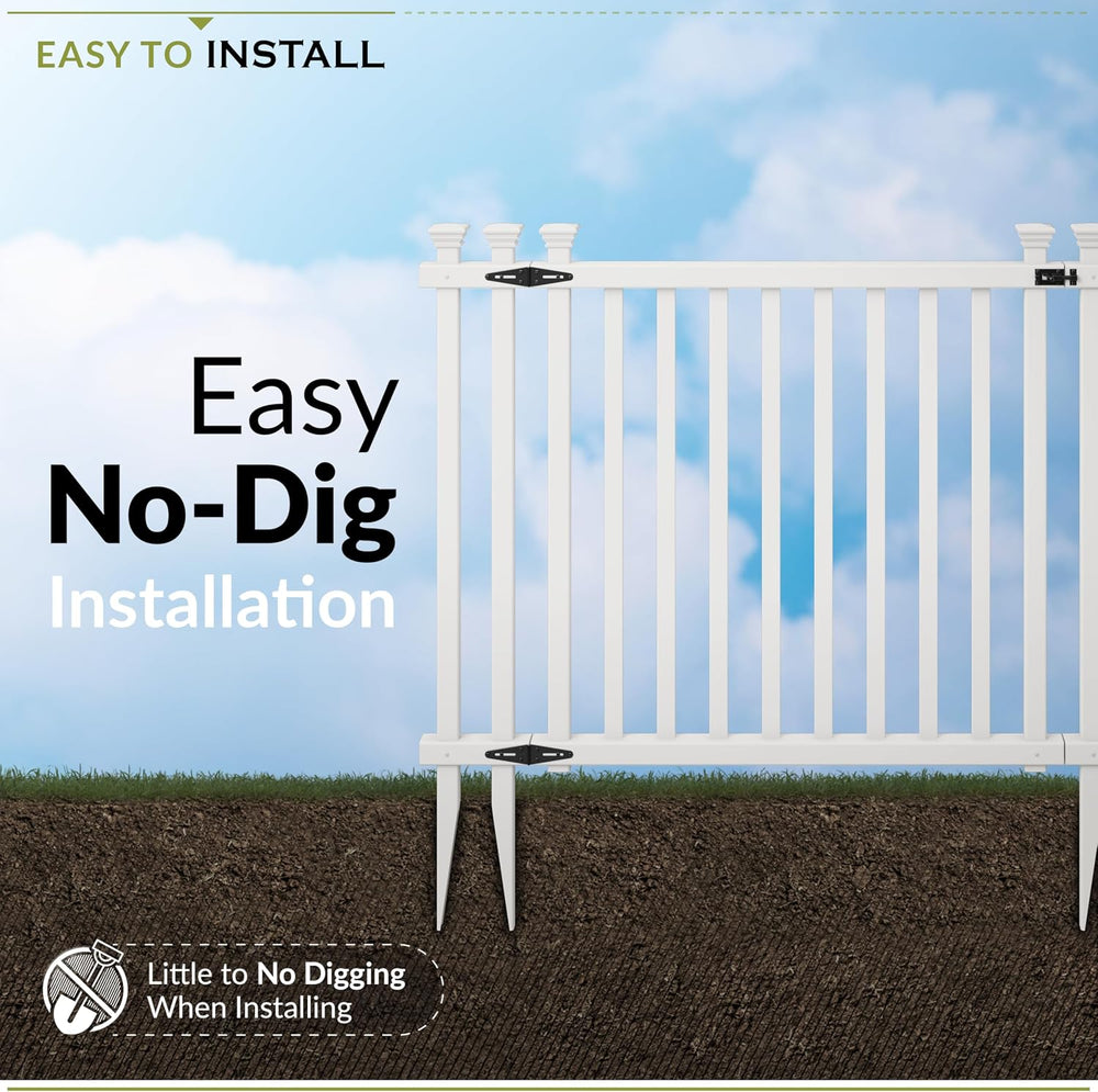 Zippity Baskenridge Picket Gate, White Vinyl DIY No Dig Kit