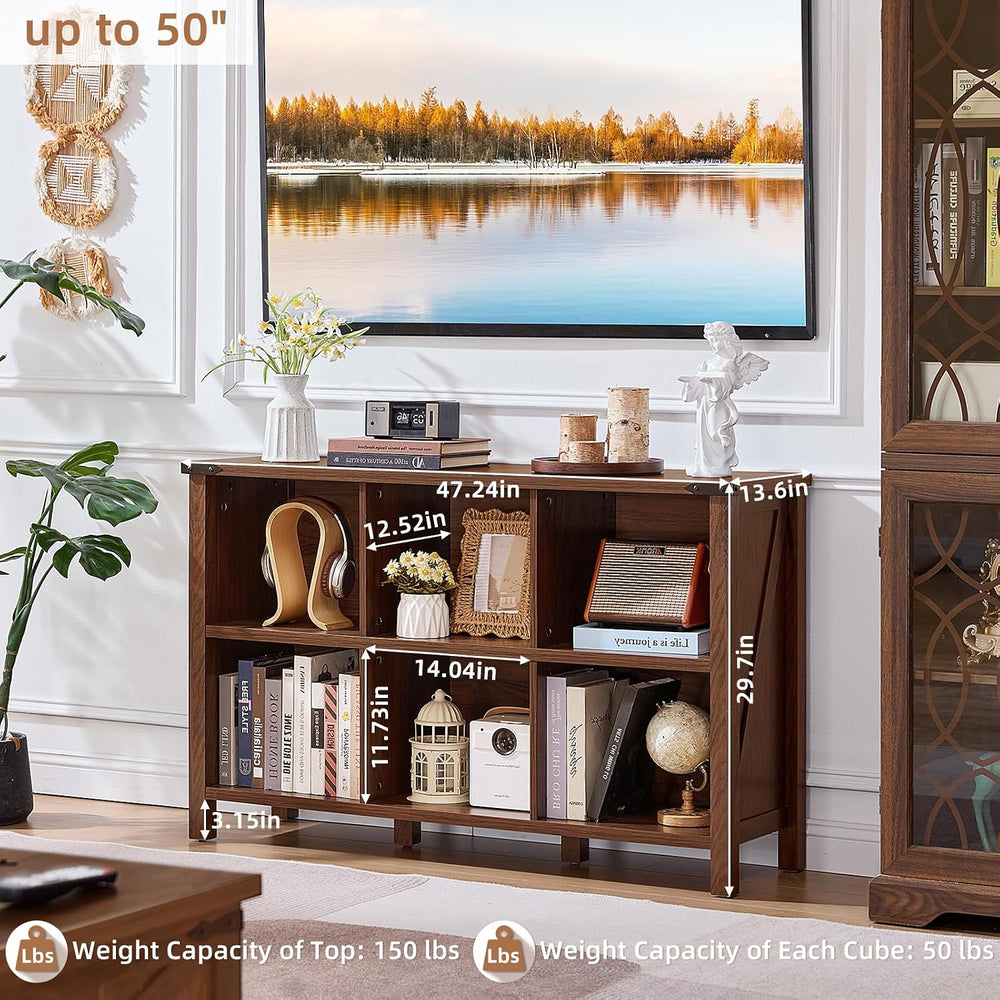 Joaxswe Farmhouse 6 Cube Book Shelf, Wood 3 Tier Storage Organizer Bookshelf,...