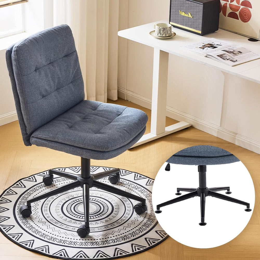 VINGLI Mid Back Armless Office Desk Chair with Wheels/no Wheels,360°Rocking S...