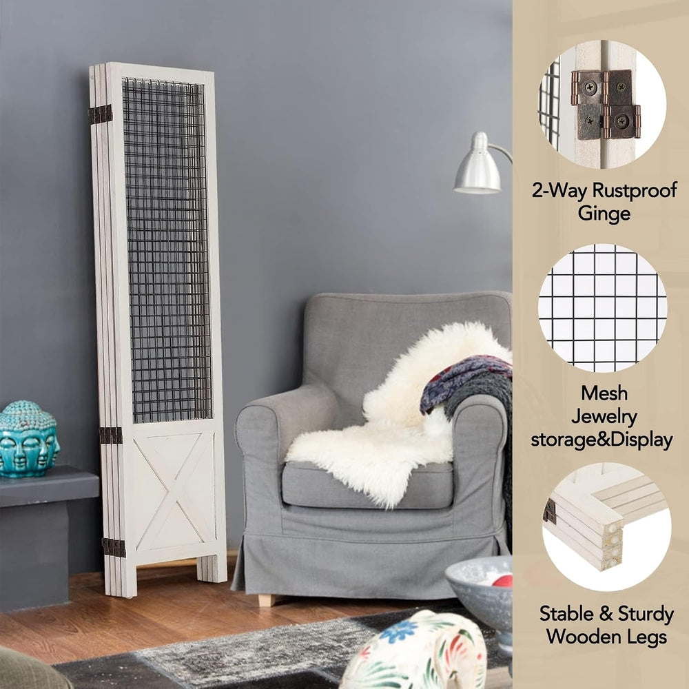 Wnutrees 4 Panel Gridwall Display, Folding Privacy Screen Room Divider