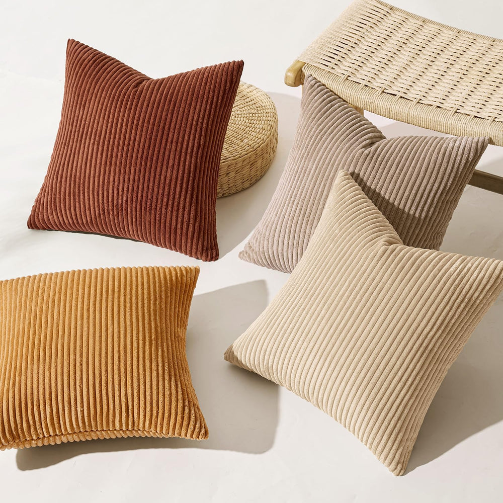 MIULEE Fall Corduroy Decorative Throw Pillow Covers Terracotta 18x18