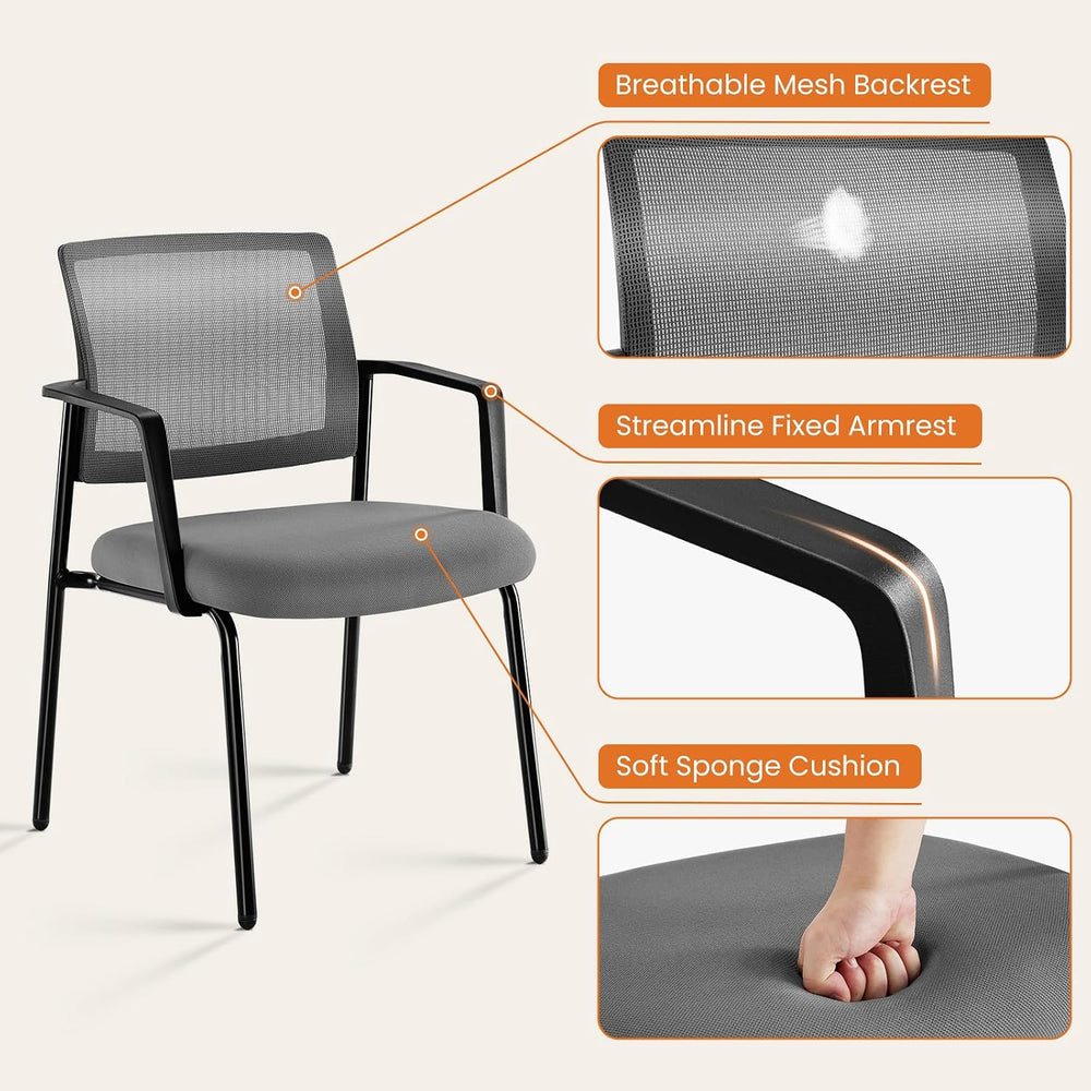 Sweetcrispy Waiting Room Chairs 2 Pack, Mesh Office Guest Chairs