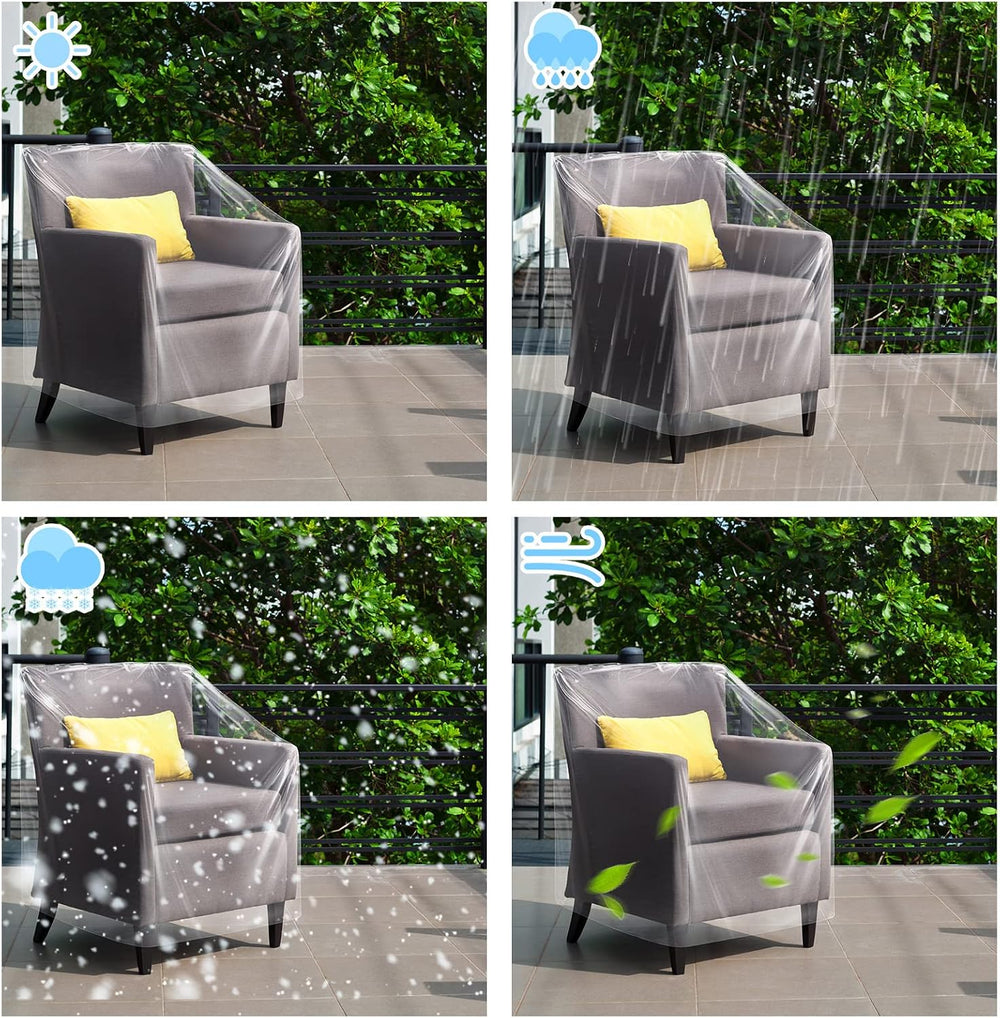 Tudomro 8 Pcs Outdoor Clear Plastic Chair Covers Waterproof Dust Proof
