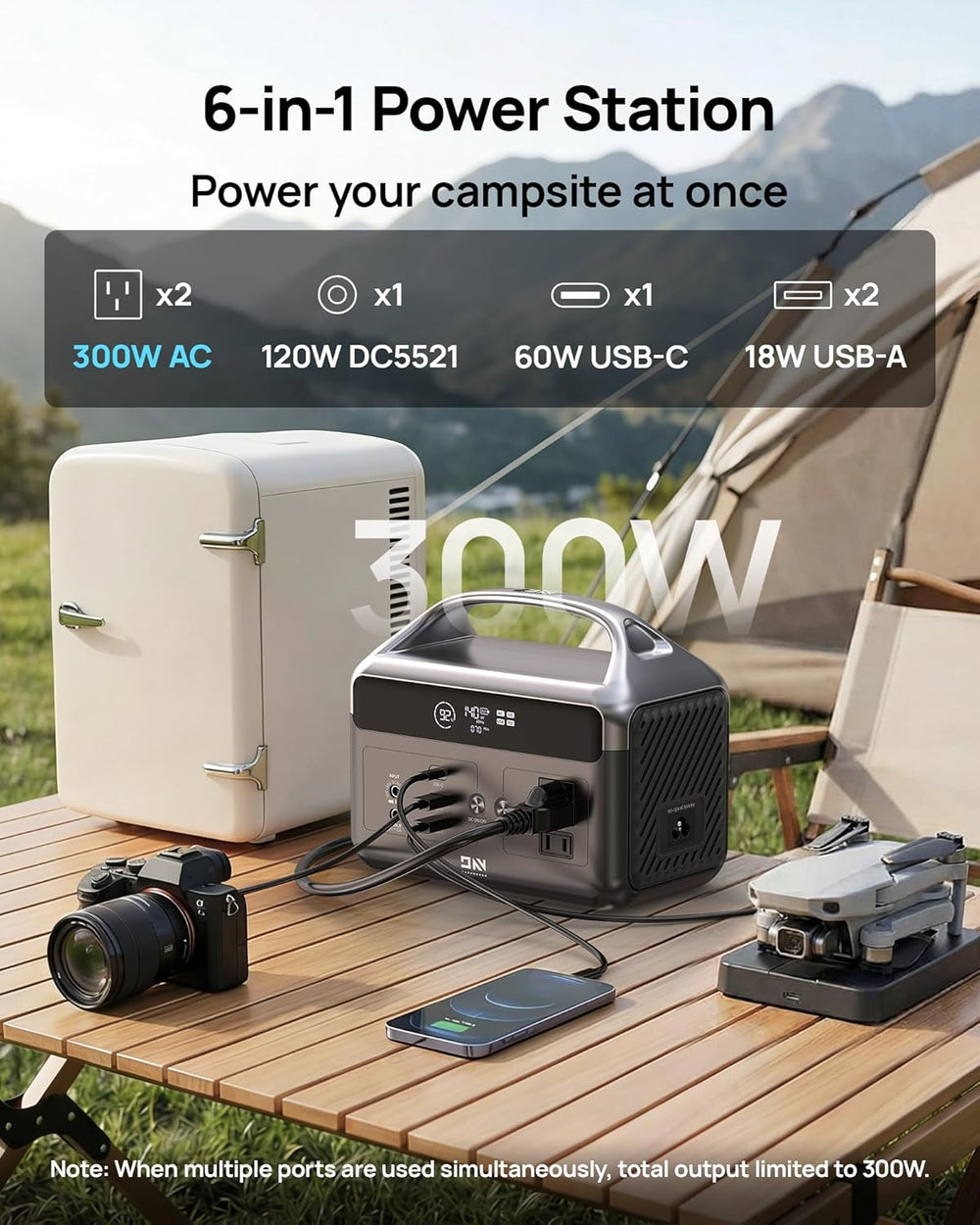 DaranEner 300W Portable Power Station, 192Wh LiFePO4 Solar Generator
