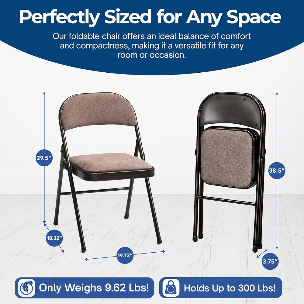 Sudden Comfort Deluxe Padded Folding Dining Chairs, Cinnabar/Corrin, 4 Pack