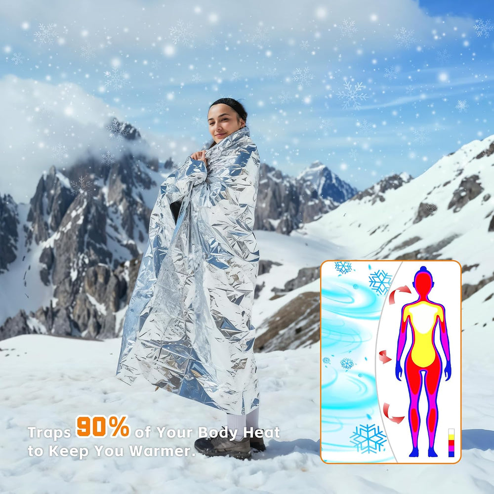 24 Pack Emergency Blankets - Mylar Thermal Space Blankets for Survival and Pr...