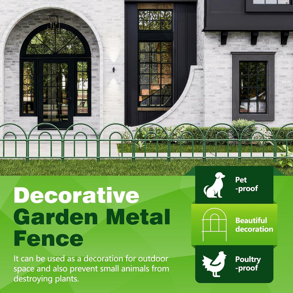 Decorative Garden Fence 32.5ft x 17in - 30 Pack Rustproof Metal No Dig Fence ...