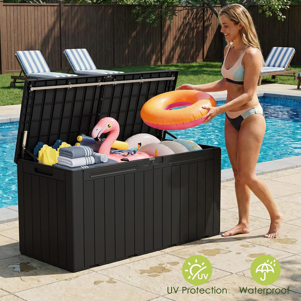 Devoko 100 Gallon Outdoor Storage Box, Waterproof Deck Box Lockable