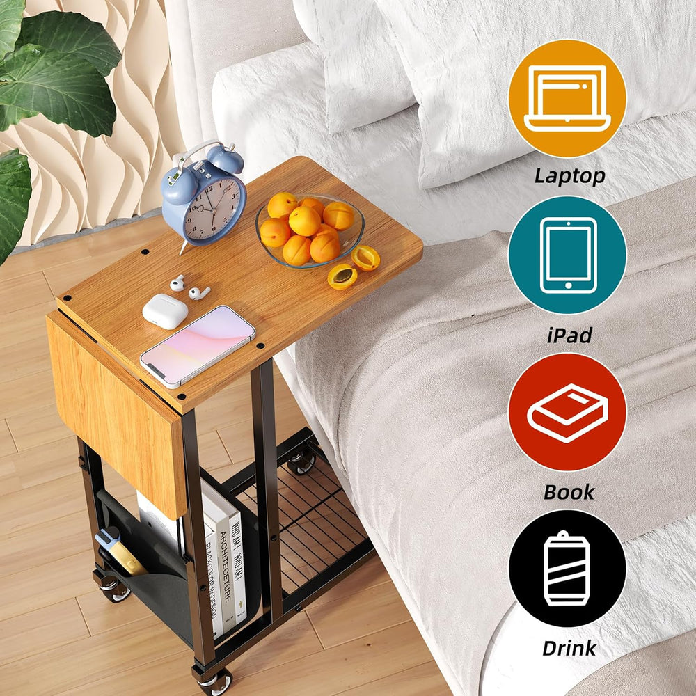 Simple Trending C Shaped End Table, Folding TV Tray Couch Side Table for Sofa...