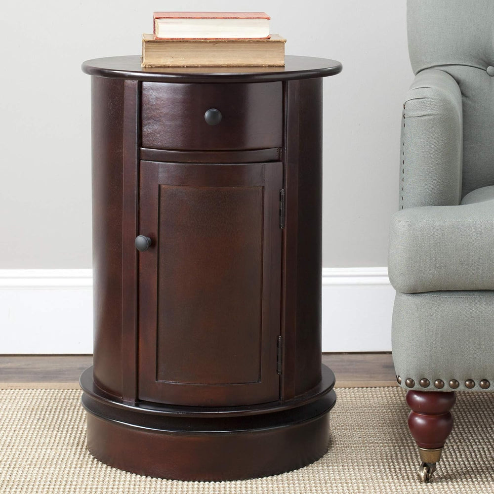 SAFAVIEH Tabitha Swivel Storage Accent Table, 26" Dark Cherry AMH5712D
