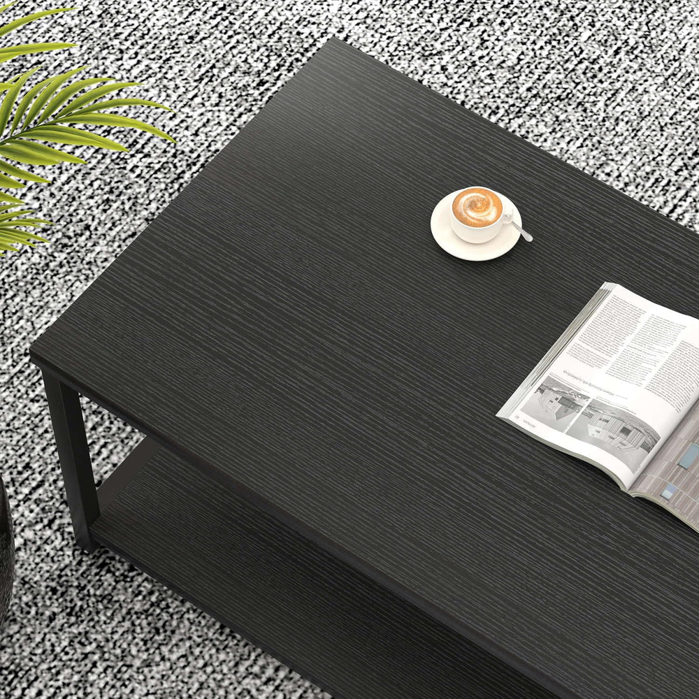 EXCEFUR Small Coffee Table, Modern Living Room Tables with Storage Shelf, Rus...