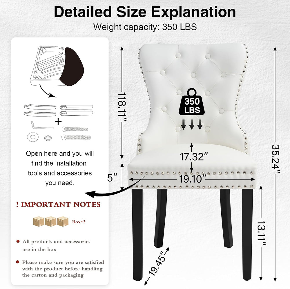 adochr PU Leather Dining Chairs Set of 6, Upholstered Kitchen Chairs,White
