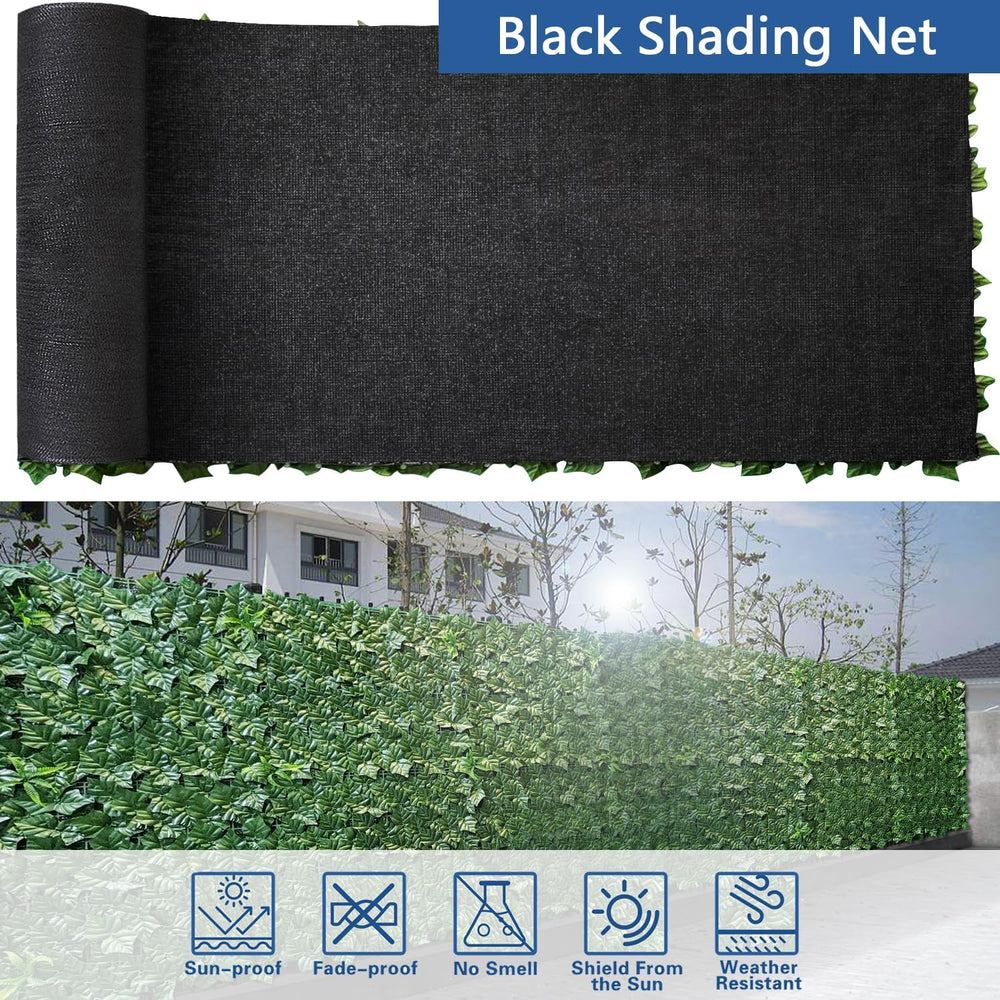 Artificial Ivy Fence Privacy Screen with Mesh Back, 59" x 158" Faux...