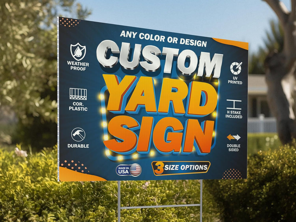 Pack of 10, Custom Yard Sign - Upload Your Design, 3 Sizes, 35 Backgrounds, 2...