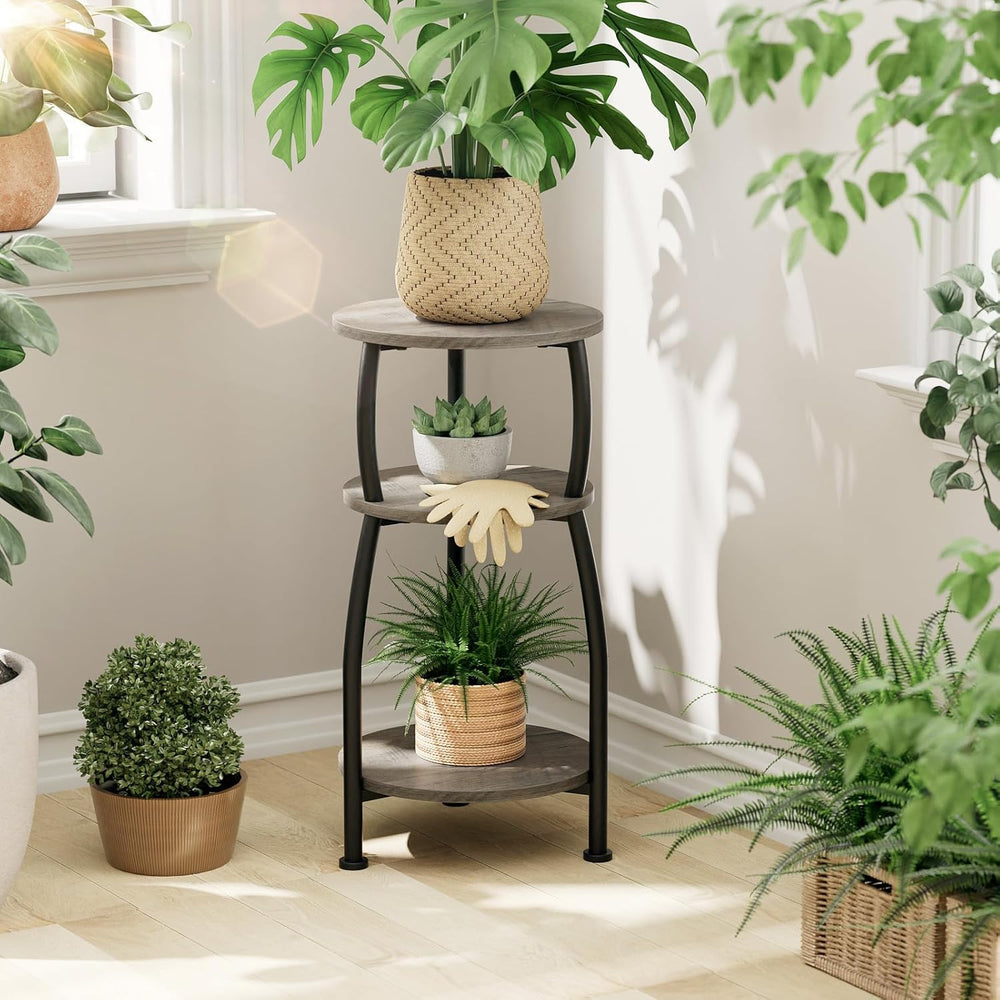 Small Round Side Table, 3-Tier Slim End Table for Small Spaces