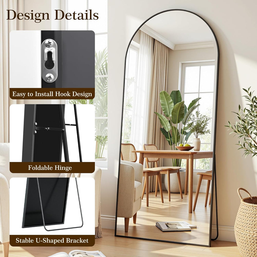 81"x41" Arched Full Length Mirror, Full Body Floor Mirror, Black