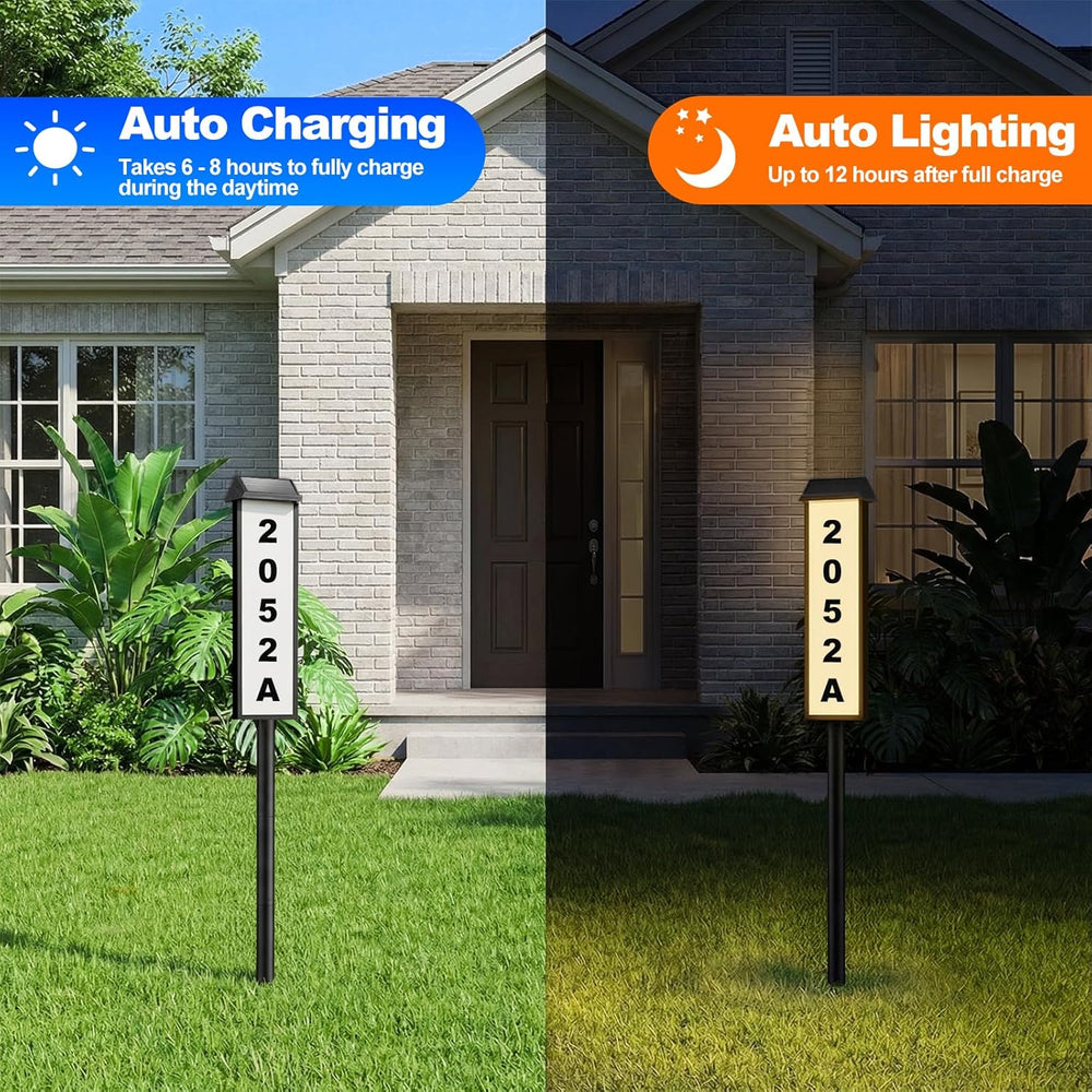 Brightever Solar Address Sign, House Number for Outside Yard 3-Light Modes