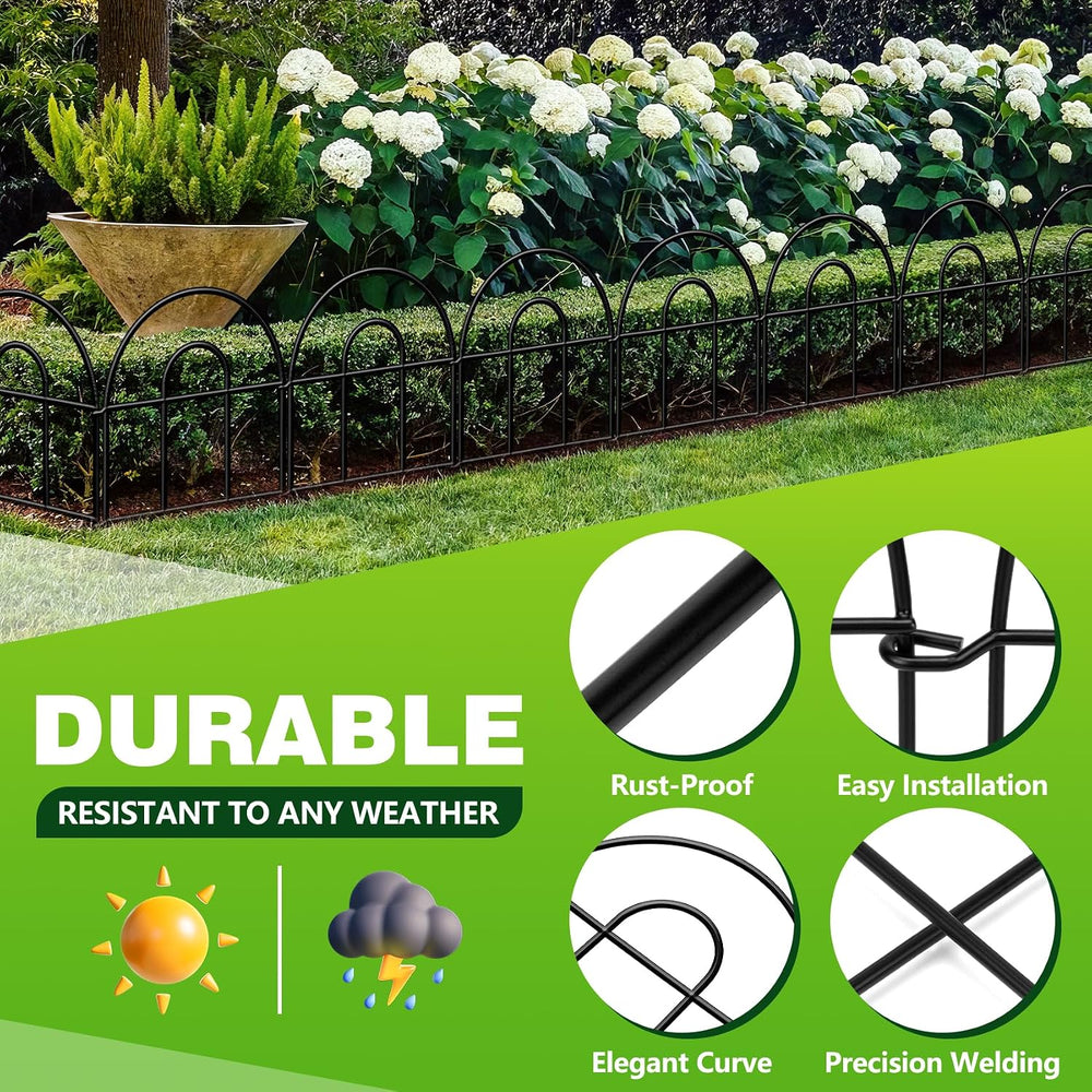 Decorative Garden Fence 43.33ft x 17in - 40 Pack Rustproof Metal No Dig Fence...