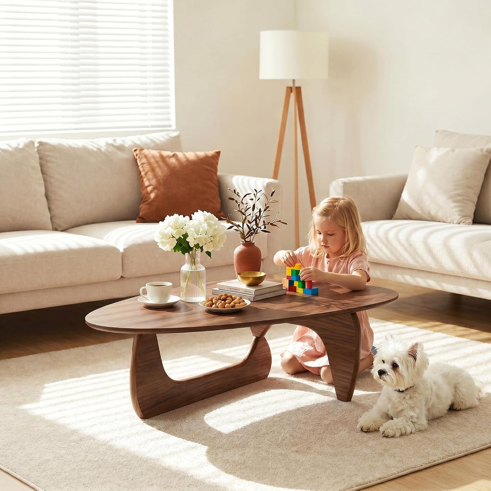 34" Coffee Table for Living Room Mid Century Modern Center Table with So...
