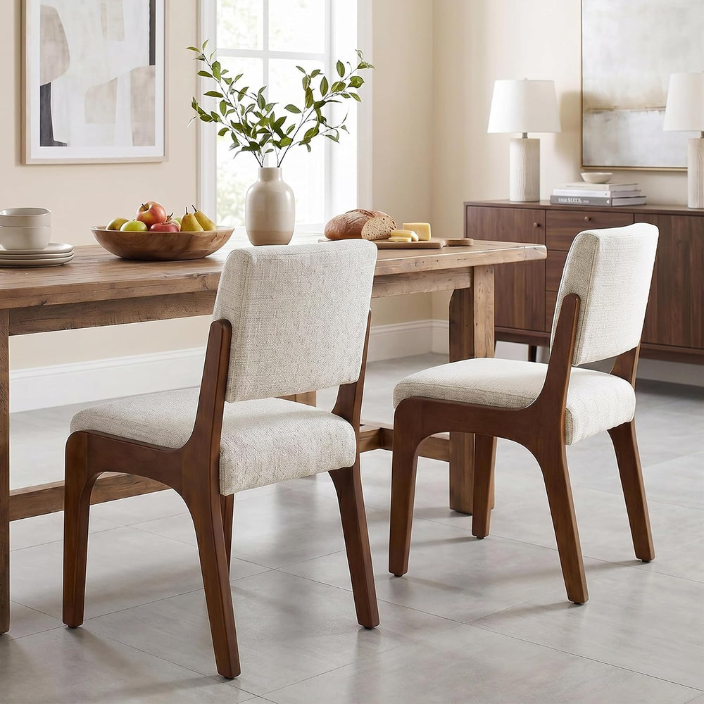 VKNOW Dining Chairs Set of 4, Modern Kitchen Chairs with Wood Legs, Beige