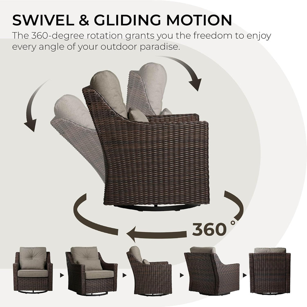 CHITA 5 Pieces Swivel Wicker Patio Furniture Set, Outdoor Conversation Set