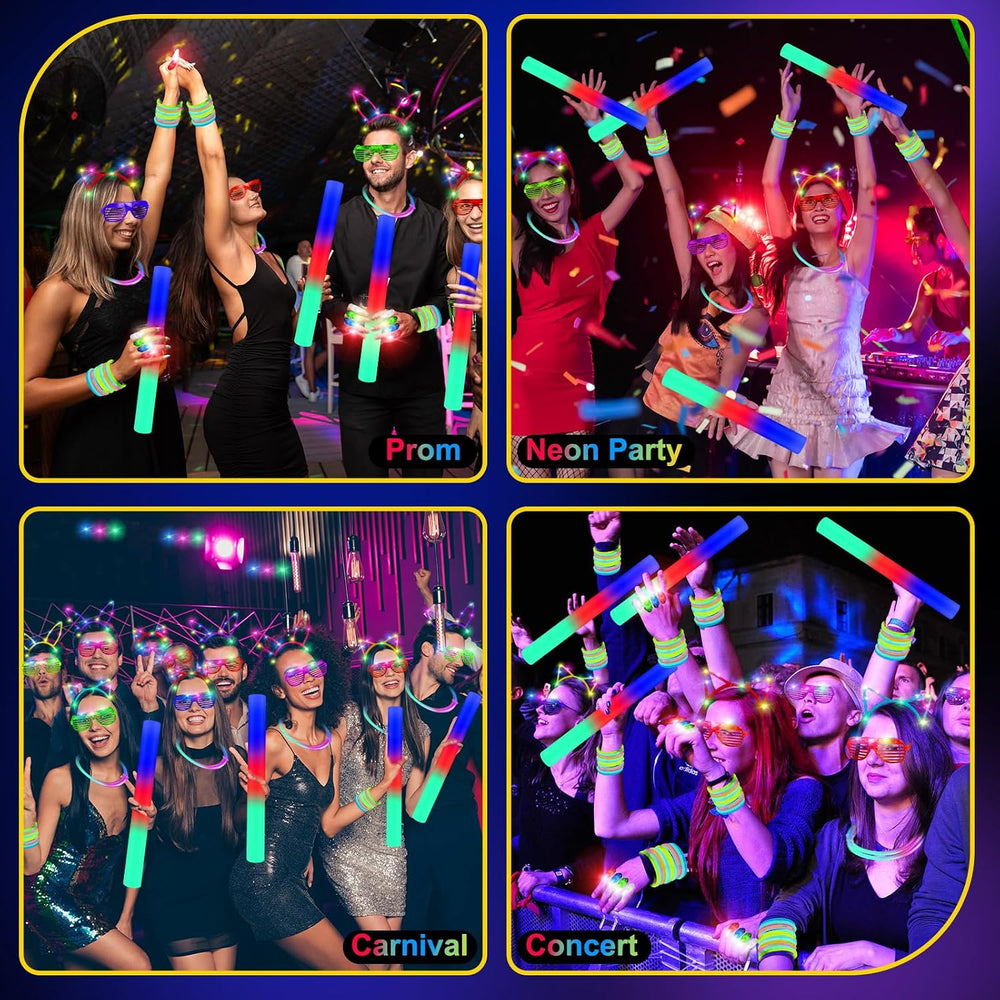 OLUPP 282 PCS Glow in the Dark Party Supplies, 18 Foam Sticks, 18 LED Glasses...