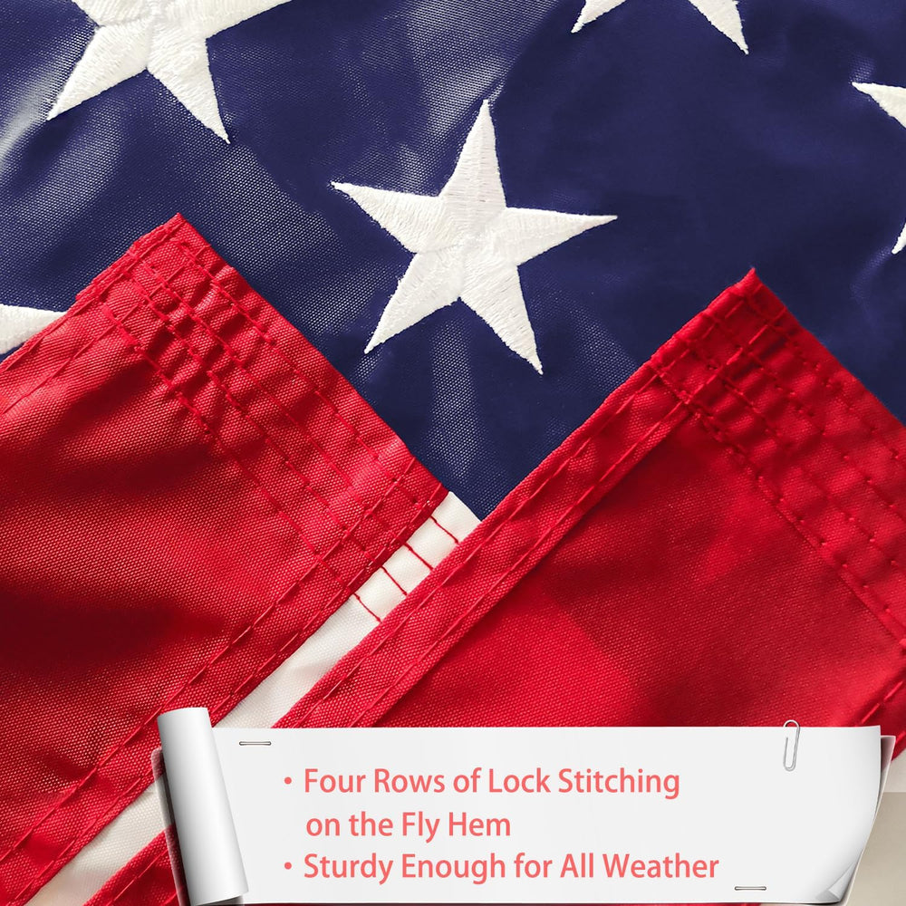 Embroideries American US Flag 3x5 Outdoor Made in USA - Heavy Duty Vivid Colo...