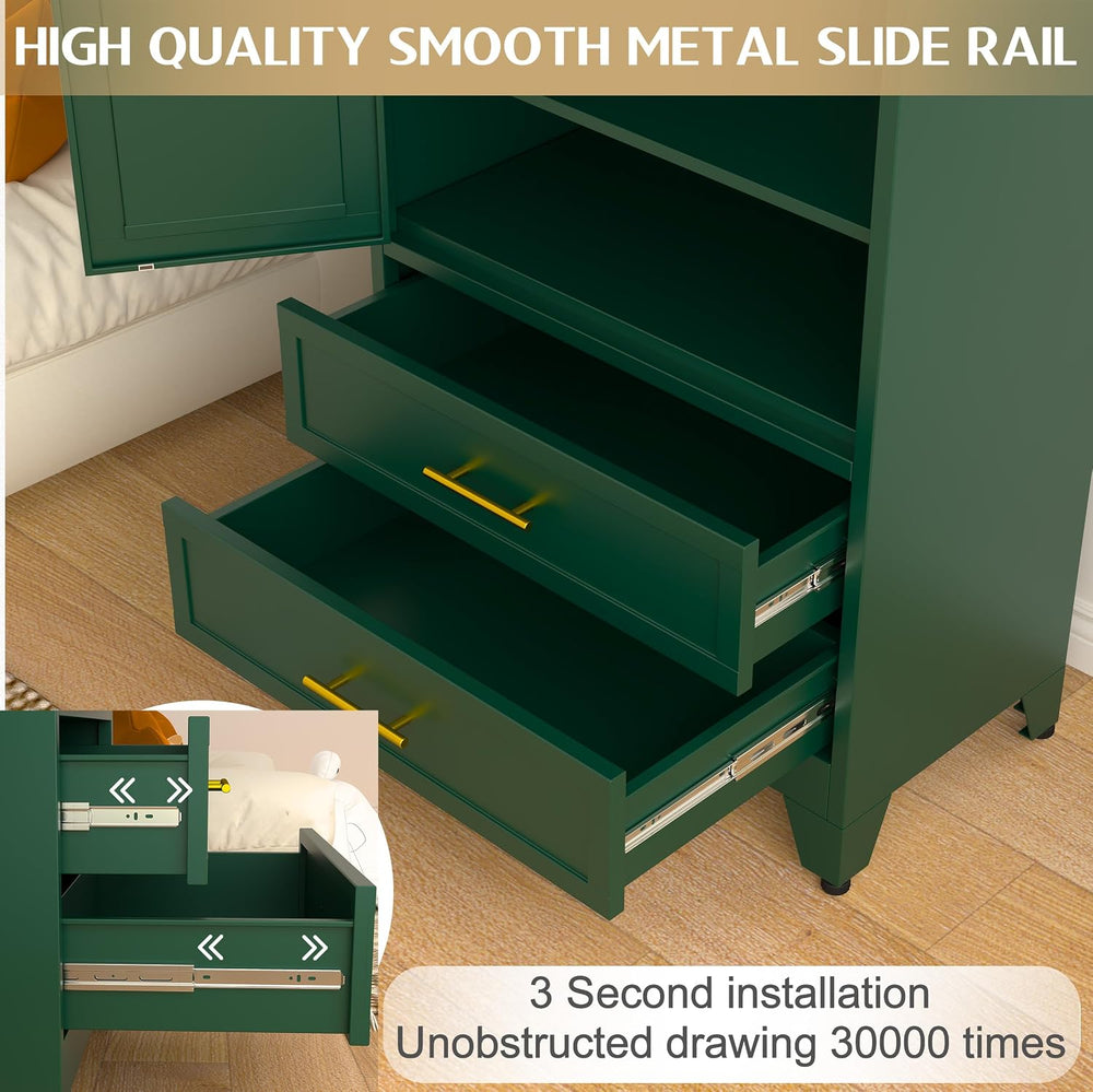 GAIOUS 71" Wardrobe Cabinet with 2 Doors, 1 Adjustable Shelf and 2 Drawers