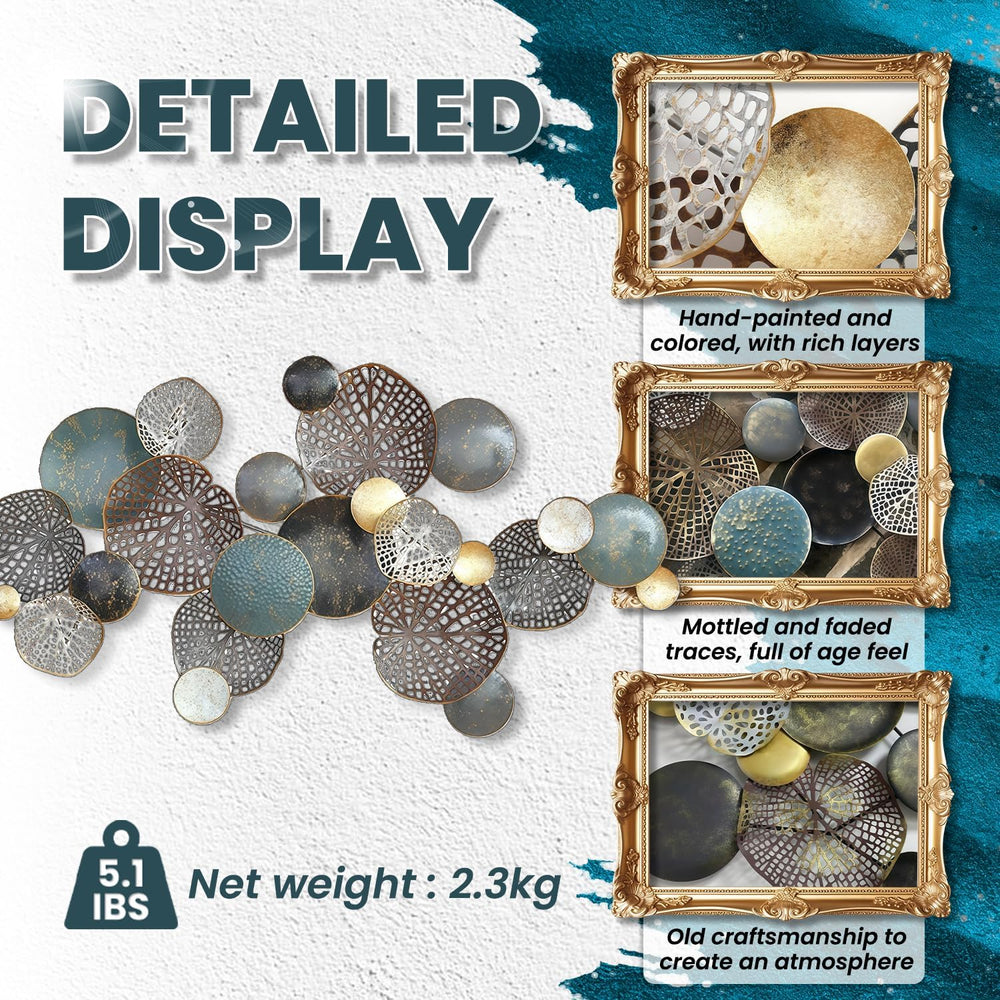 ZZYYZZ Large Metal Wall Art, Boho Lotus Leaf Metal Wall Decor, 52" x 26&...