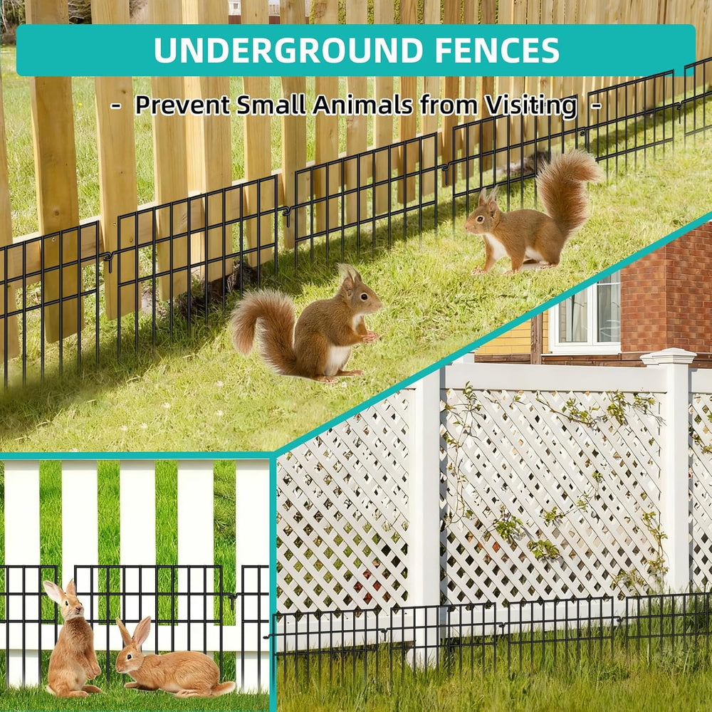 14 Panels Animal Barrier Fence, No Dig Fences, 13in(H) X 19.9ft(L) Garden Fen...