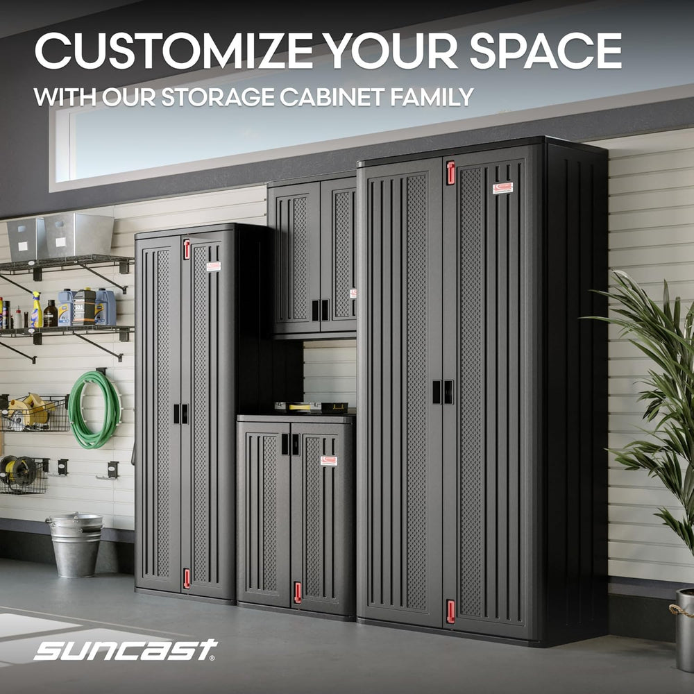 Suncast 30" Heavy-Duty Resin Garage Cabinet, Lockable, Dark Gray