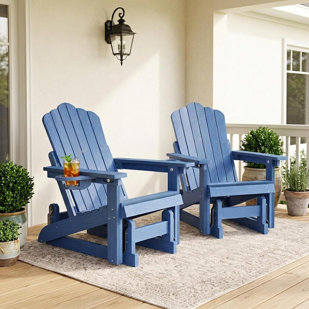 HDPE Adirondack Glider Chair Set of 2,3-Level Adjustable Backrest