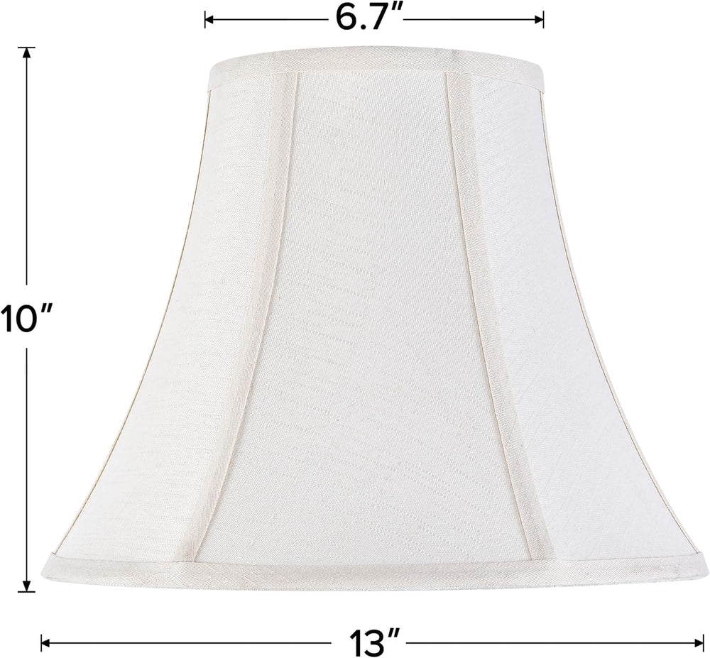 Creme White Bell Lamp Shades Set of 2 Medium Shade 6.7``Top x 13``Bottom x 10...