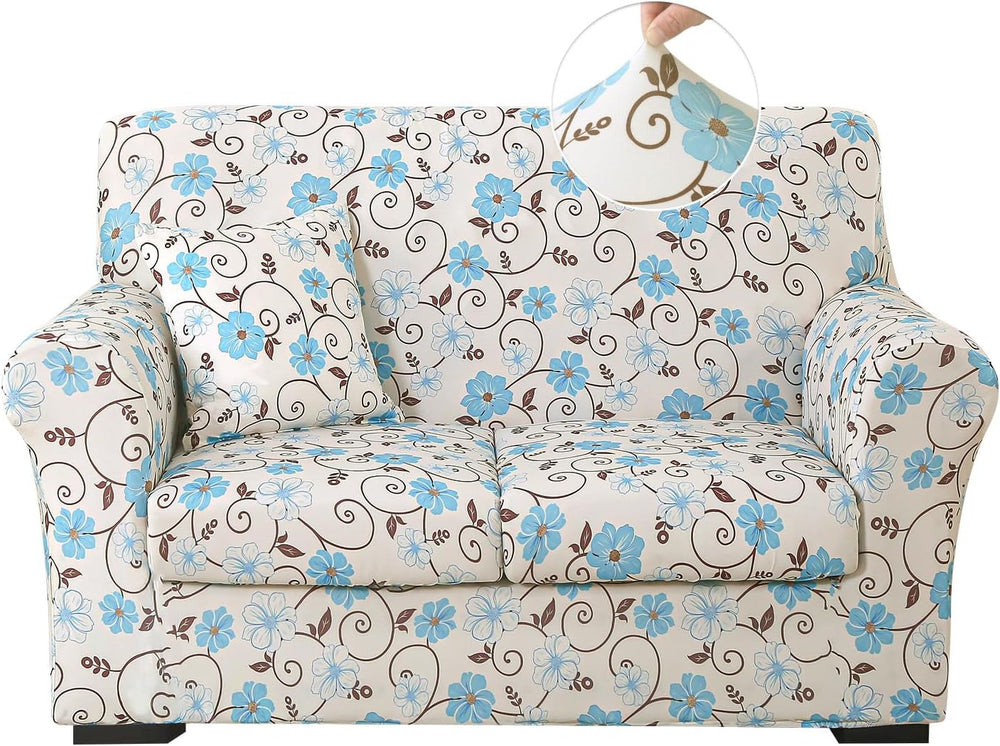 Stretch Printed Sofa Cover Couch Covers, 4-Piece Loveseat Slipcovers with 2 S...